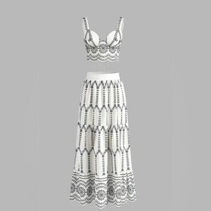 Commense Printed Sleeveless Tie Back Skirt Set
Black
M